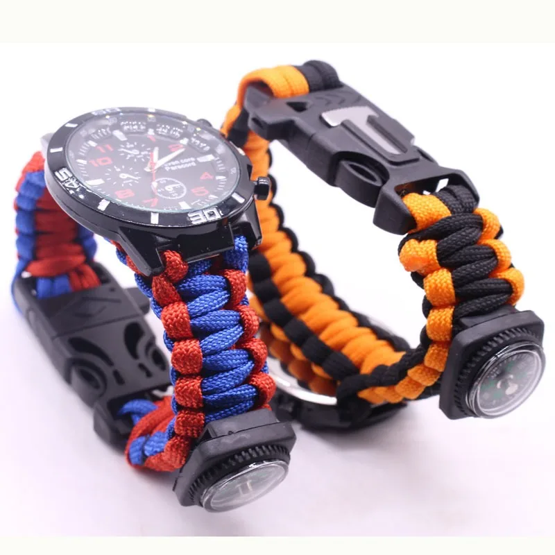 Outdoor Adventure Watches - Montre d'extérieur multifonctionnelle, corde de parapluie,